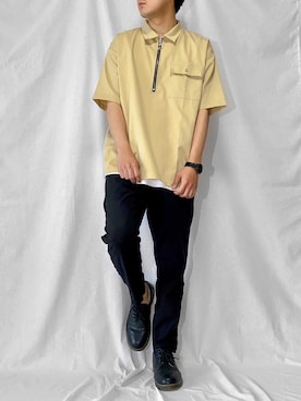 「DOOPZ（ドープス）の【ZOZO限定】DOOPZ リングジップポケットTシャツ（Tシャツ/カットソー、ベージュ系）」を使った、こーせさん（メンズ・174cm）の夏コーディネート