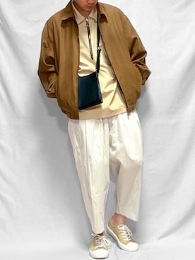 「ESPACE SPORTのアイテム（ジャケット/アウター、ブラウン系）」を使った、こーせさん（メンズ・174cm）の夏コーディネート