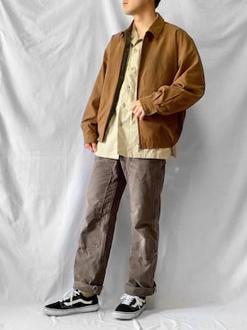 「ESPACE SPORTのアイテム（ジャケット/アウター、ブラウン系）」を使った、こーせさん（メンズ・174cm）の秋コーディネート