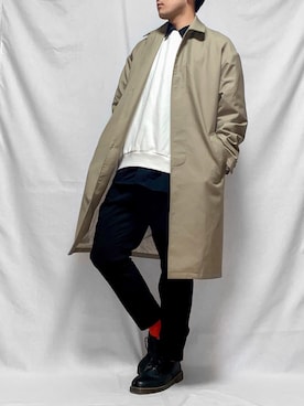 「アイテム（ステンカラーコート）」を使った、こーせさん（メンズ・174cm・20代）の秋コーディネート