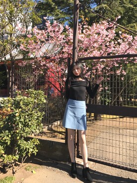 「ZARA（ザラ）のアイテム（Tシャツ/カットソー、ブラック系）」を使った、muuuuuumaさん（レディース）の冬コーディネート