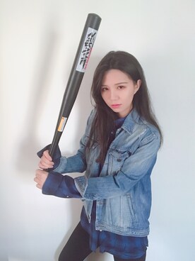 「ZARA（ザラ）のアイテム（デニムジャケット、ブルー系）」を使った、muuuuuumaさん（レディース）の冬コーディネート