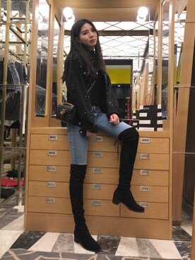 「GUCCI（グッチ）のアイテム（ショルダーバッグ、ブラック系）」を使った、muuuuuumaさん（レディース）の春コーディネート