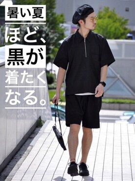 URBAN RESEARCH｜KakeruMayama(真山走)使用「URBAN RESEARCH（UR ハーフジップボックスS/Sシャツ）」的時尚穿搭