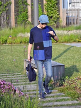 「URBAN RESEARCH Sonny Label（アーバンリサーチサニーレーベル）のアイテム（キャップ）」を使った、KakeruMayama(真山走)さん（メンズ・173cm）の夏コーディネート