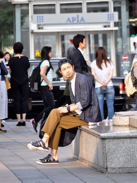 「SCYE BASICS（サイベーシックス）のアイテム」を使った、KakeruMayama(真山走)さん（メンズ・173cm）の夏コーディネート