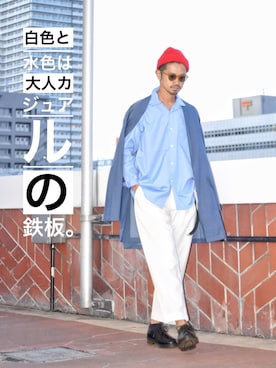 「URBAN RESEARCH（アーバンリサーチ）のアイテム（ニットキャップ/ビーニー）」を使った、KakeruMayama(真山走)さん（メンズ・173cm）の夏コーディネート