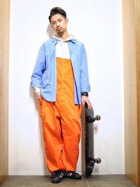 URBAN RESEARCH｜KakeruMayama(真山走)使用「COOKMAN（Cookman クックマン フィッシャーマンズ　ビブ　オーバーオール オレンジ Fisherman's Bib Overall）」的時尚穿搭
