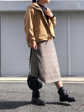 「グレンチェック」｜「アイテム（マウンテンパーカー）」を使った、lomilomiさん（レディース・161cm）の秋コーディネート