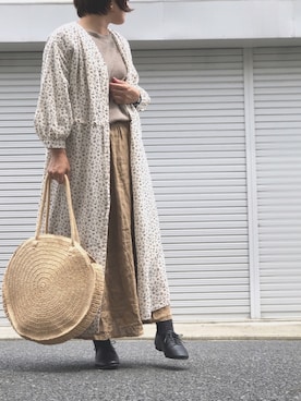 「ワッフルクルーネックＴ」｜「アイテム（ワンピース/ドレス）」を使った、lomilomiさん（レディース・161cm）の春コーディネート