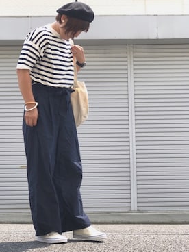 「マリンコーデ」｜「アイテム（アナログ腕時計）」を使った、lomilomiさん（レディース・160cm）の夏コーディネート