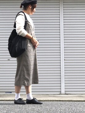 「チェック柄に恋してる」｜「アイテム（ジャンパースカート）」を使った、lomilomiさん（レディース・160cm）の秋コーディネート