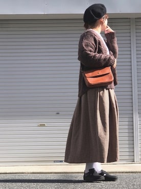「ケーブルカーディガン」｜「アイテム（その他シューズ）」を使った、lomilomiさん（レディース・160cm）の秋コーディネート