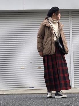「ジャックパーセル」｜「アイテム（ダウンジャケット/コート）」を使った、lomilomiさん（レディース・161cm）の冬コーディネート