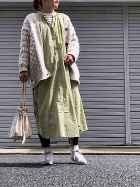 「ピスタチオ」｜「アイテム（シャツワンピース）」を使った、lomilomiさん（レディース・161cm）の春コーディネート