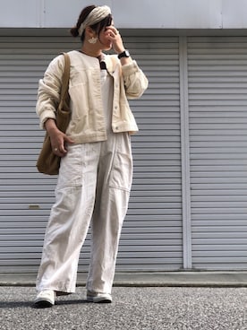 「ヘアバンド」｜「アイテム（ノーカラージャケット）」を使った、lomilomiさん（レディース・161cm）の春コーディネート