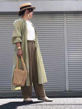 「ビーズバッグ」｜「アイテム（スリッポン）」を使った、lomilomiさん（レディース・161cm）の夏コーディネート