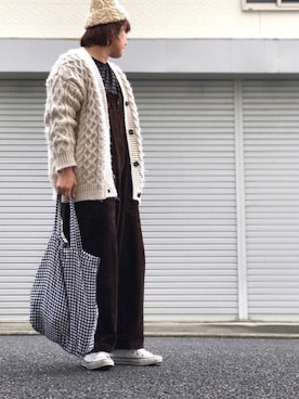 「ナチュラルスタイル」｜「アイテム（ニットキャップ/ビーニー）」を使った、lomilomiさん（レディース・161cm）の冬コーディネート