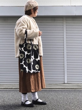 「タイツ×靴下」｜「アイテム（ブルゾン）」を使った、lomilomiさん（レディース・163cm）の冬コーディネート
