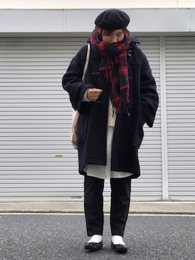 「ナチュラル」｜「アイテム（ダッフルコート）」を使った、lomilomiさん（レディース・163cm）の冬コーディネート