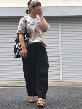 「studio CLIP（スタディオクリップ）のナチュラルアソート付け襟（付け襟）」を使った、lomilomiさん（レディース・163cm）の夏コーディネート