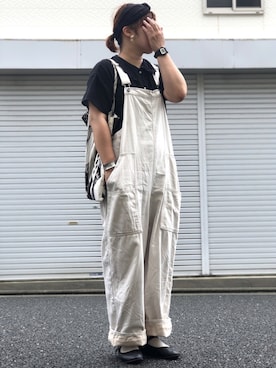 「レースブラウス」｜「アイテム（サロペット/オーバーオール）」を使った、lomilomiさん（レディース・163cm）の夏コーディネート