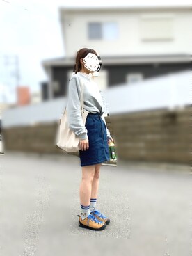「NIKE（ナイキ）の《セットアップ対応商品》ナイキ スポーツウェア  ユニセックス  メンズ フレンチ テリー スウェット クルー / Nike Sportswear Club Men's French Terry Crew＜S-2XL 展開＞（スウェット）」を使った、piimuuさん（レディース・161cm）の秋コーディネート