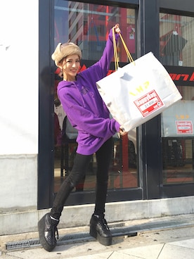 「Gosha Rubchinskiy（ゴーシャラブチンスキー）のアイテム（帽子）」を使った、hanae maruiさん（レディース・155cm）の冬コーディネート