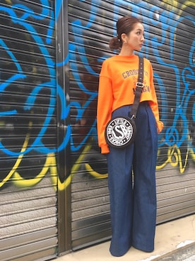 「MSGM（エムエスジーエム）のアイテム（スウェット）」を使った、hanae maruiさん（レディース・155cm）の冬コーディネート