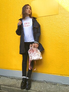 「CAT COPY（キャットコピー）のアイテム」を使った、hanae maruiさん（レディース・155cm）の春コーディネート