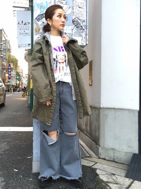 「MISBHV（ミスビヘイブ）のアイテム」を使った、hanae maruiさん（レディース・155cm）の春コーディネート
