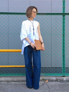 「CAT COPY（キャットコピー）のアイテム」を使った、hanae maruiさん（レディース・155cm）の春コーディネート
