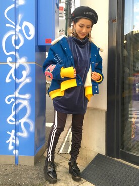 「Little sunny bite（リトルサニーバイト）のアイテム（その他アウター）」を使った、hanae maruiさん（レディース・155cm）の秋コーディネート