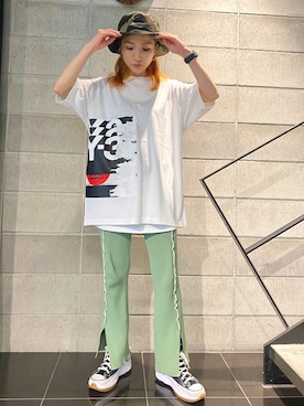 「Yohji Yamamoto（ヨウジヤマモト）のアイテム（帽子）」を使った、hanae maruiさん（レディース・155cm）の夏コーディネート