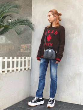 「DSQUARED2（ディースクエアード）のアイテム」を使った、hanae maruiさん（レディース・155cm）の夏コーディネート