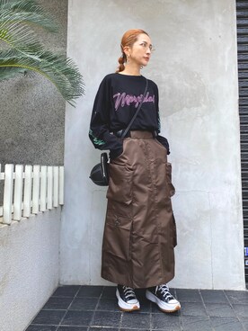 「JW Anderson（ジェイダブリューアンダーソン）のアイテム（バッグ）」を使った、hanae maruiさん（レディース・155cm）の夏コーディネート
