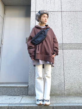 「Yohji Yamamoto（ヨウジヤマモト）のアイテム（帽子）」を使った、hanae maruiさん（レディース・155cm）の秋コーディネート