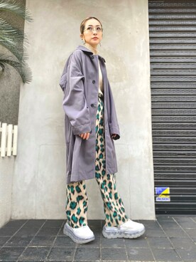 「WHITELAND（ホワイトランド）のWHITELAND/ホワイトランド/Stitch coat/ステッチコート（ステンカラーコート）」を使った、hanae maruiさん（レディース・155cm）の冬コーディネート