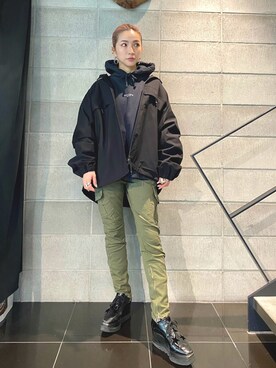 「WHITELAND（ホワイトランド）のアイテム（ブルゾン）」を使った、hanae maruiさん（レディース・155cm）の冬コーディネート