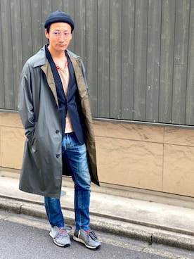 「マルジェラ」｜「アイテム（ステンカラーコート）」を使った、NORITOさん（メンズ・168cm）の春コーディネート