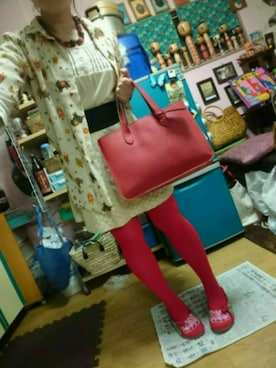 「赤タイツ」｜じんじんさん（レディース・148cm）の春コーディネート