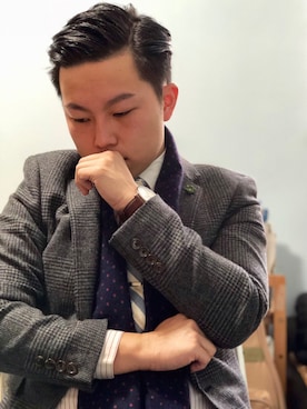 「J.CREW（ジェイクルー）のアイテム（テーラードジャケット）」を使った、Kazif Tsangさん（メンズ・168cm）の春コーディネート