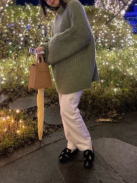 「ゆるニット」｜「アイテム（スリッポン）」を使った、ささん（レディース・158cm）の冬コーディネート