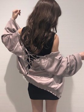 「LIPSERVICE（リップサービス）のアイテム（ブルゾン）」を使った、倉林夏実さん（レディース・157cm）の夏コーディネート
