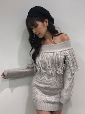 「LIPSERVICE（リップサービス）のアイテム（ハンチング/ベレー帽）」を使った、倉林夏実さん（レディース・157cm）の秋コーディネート