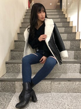 「LIPSERVICE（リップサービス）のアイテム（その他アウター）」を使った、倉林夏実さん（レディース・157cm）の秋コーディネート