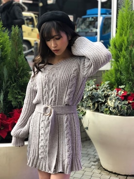 「LIPSERVICE（リップサービス）のアイテム（ハンチング/ベレー帽）」を使った、倉林夏実さん（レディース・157cm）の秋コーディネート
