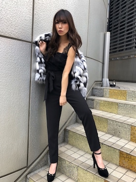 「LIPSERVICE（リップサービス）のアイテム（その他アウター）」を使った、倉林夏実さん（レディース・157cm）の秋コーディネート
