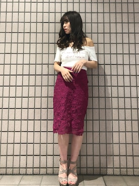 「ひざ丈スカート」｜倉林夏実さん（レディース・157cm・20代）の春コーディネート