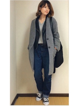 「DHOLIC（ディーホリック）のアイテム（バックパック/リュック）」を使った、yunさん（レディース・153cm）の冬コーディネート